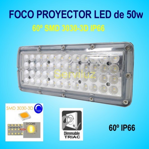 Campana LED Industrial Foco Proyector Lineal 50W 6500Lm IP65 60º